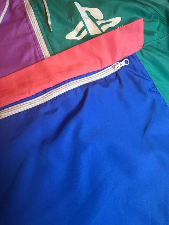 Sony PlayStation Retro Colorblock Anorak Windbreaker Hoodie Jacket - Picture 4 of 6